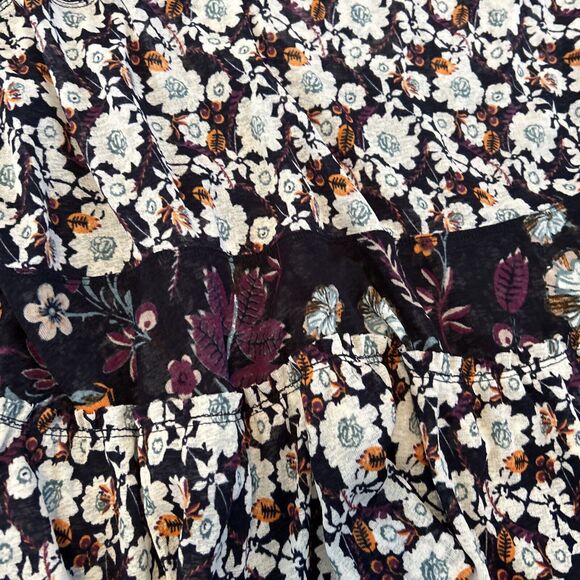 Free People Size S Isabelle Floral Print Long Sleeve Tunic Flowy Boho Semi Sheer - Picture 4 of 11